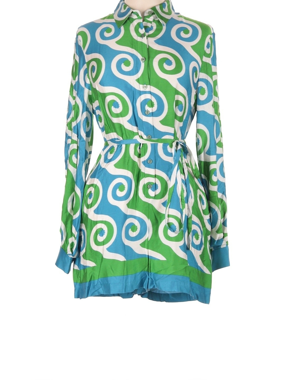 Alexis Blue, Green & White Retro Print Romper